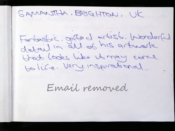 Hand-Written Testimonial in my comments book