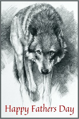 Lone wolf drawing as a greeting card
