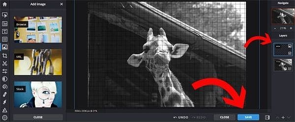 Draw a giraffe using pixlr photo editor Upload a grid file and it appears as a layer. Then save. Step 6