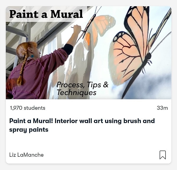 Painting murals in interiors using brush and spray paints. A Skillshare class