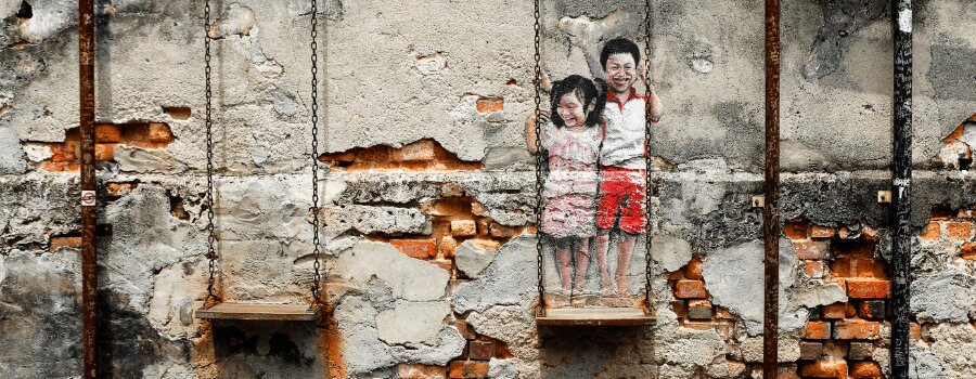 Famous Street art mural in George Town, Penang, Malaysia