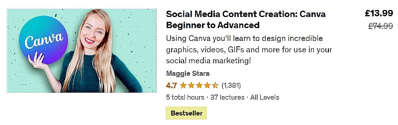 Social media creation Canva beginner to advanced by Maggie Stara on Udemy