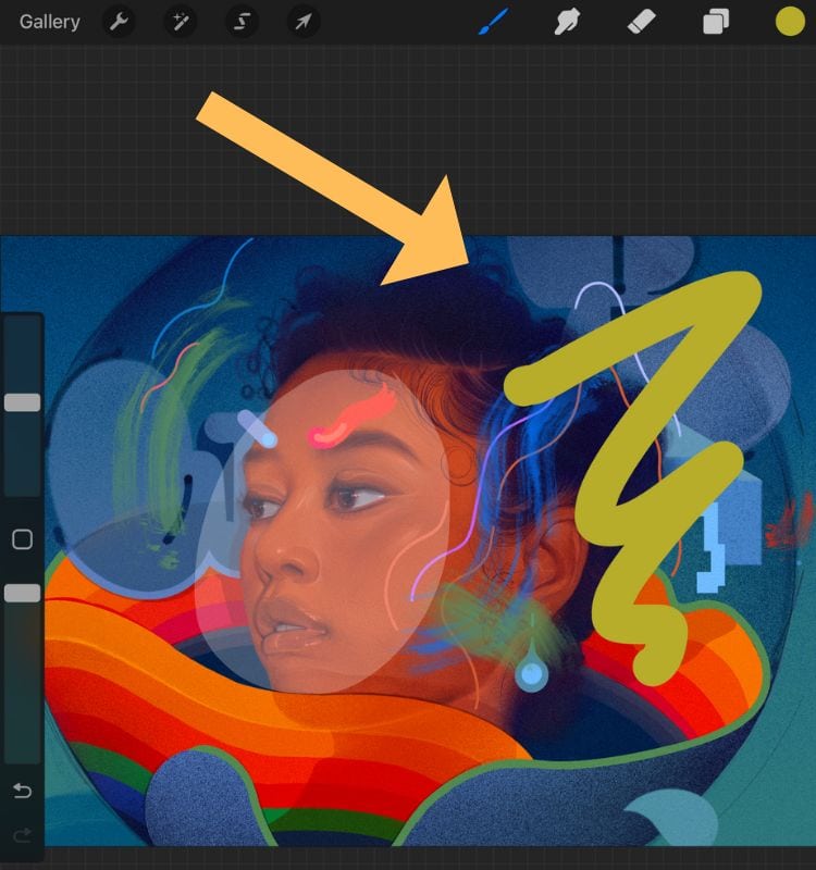 Change the opacity of a brush in Procreate step 2