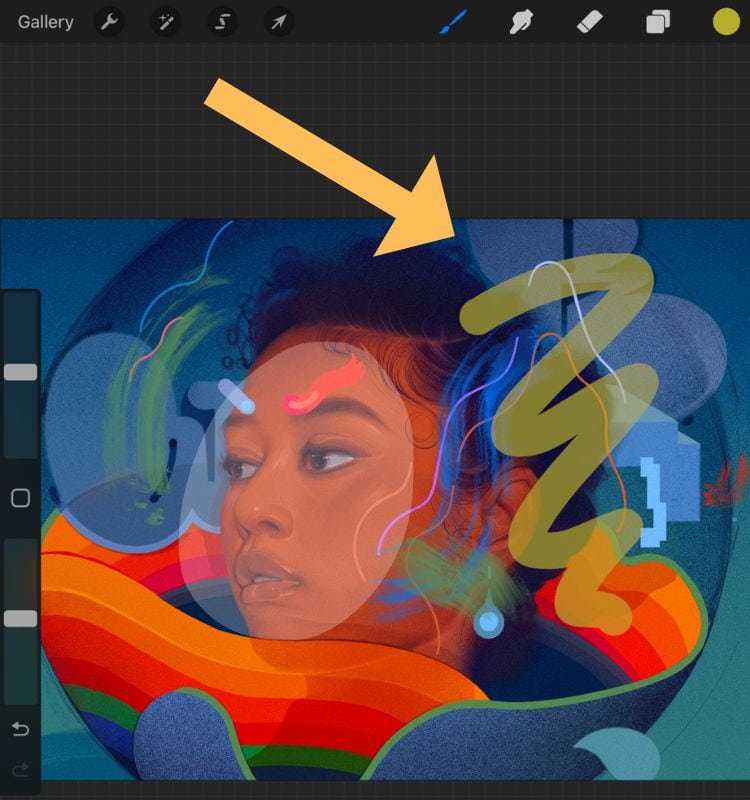Change the opacity of a brush in Procreate step 3