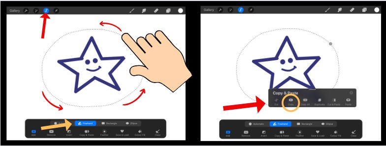 How to copy a selection in Procreate