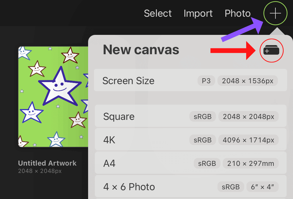 How to add a new canvas in Procreate
