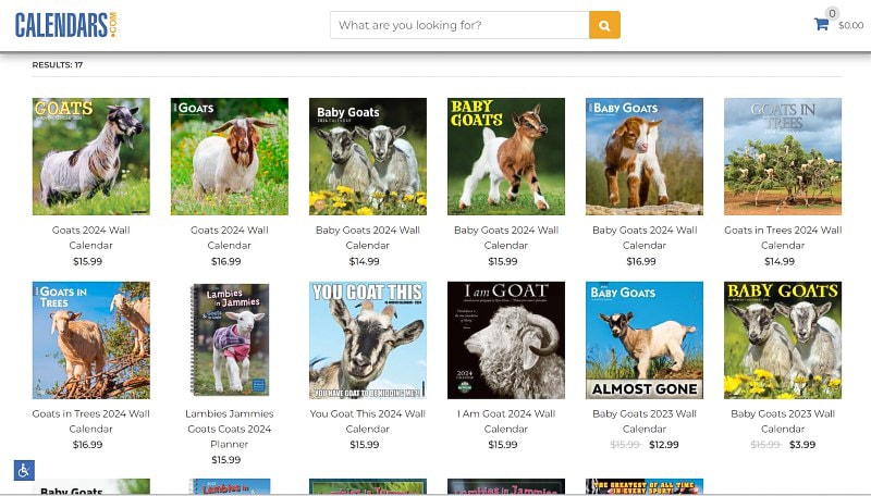 Calendars.com Goat calendars for sale