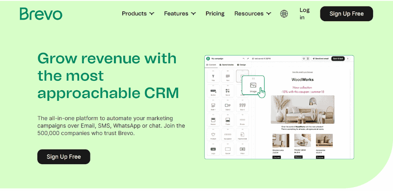 Brevo email marketing platform homepage